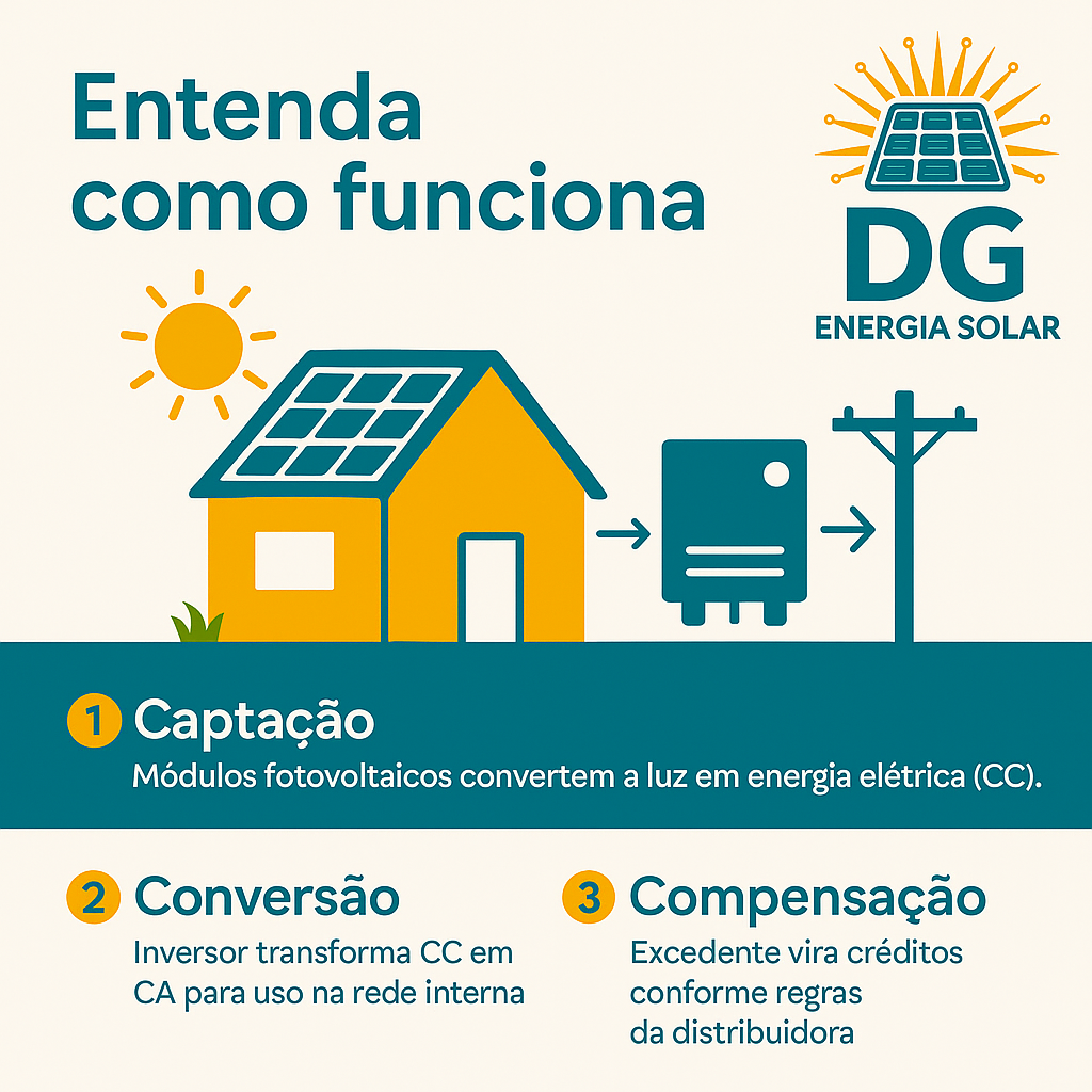 Passo a passo da geração de energia DG